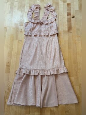 SAYLOR Maxina Ruffled Soft Blush Pink Jacquard Midi